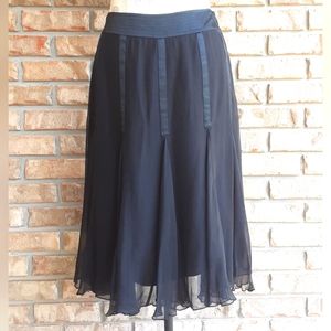 Adrienne Vittadini Black 100% Silk Retro 1920's Flapper Art Deco Skirt.